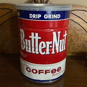 Vintage 1 Lb Butter-Nut Coffee Tin w/Plastic Lid Collectible ☕️